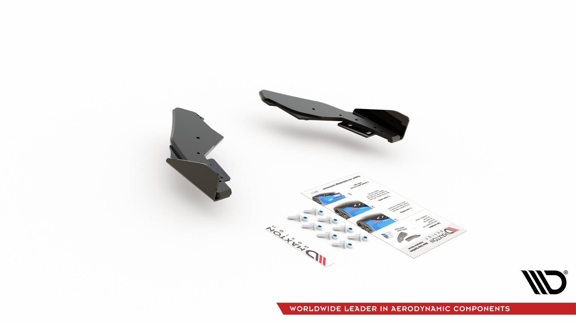 Maxton Design Robuste Racing Heck Ansatz Flaps Diffusor +Flaps für Volkswagen Golf 8 GTI schwarz Hochglanz