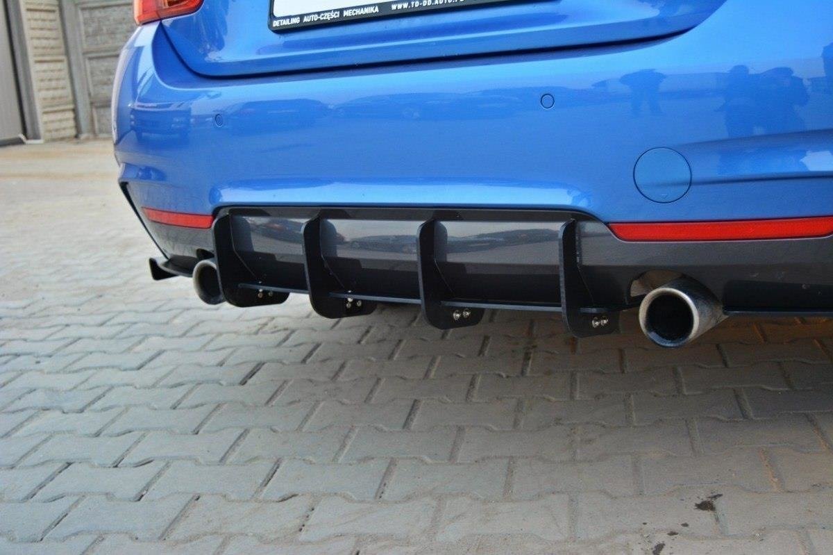 Maxton Design Diffusor Heck Ansatz für Heckschürze für & Heck Ansatz Flaps Diffusor für BMW 4er F32 M Paket