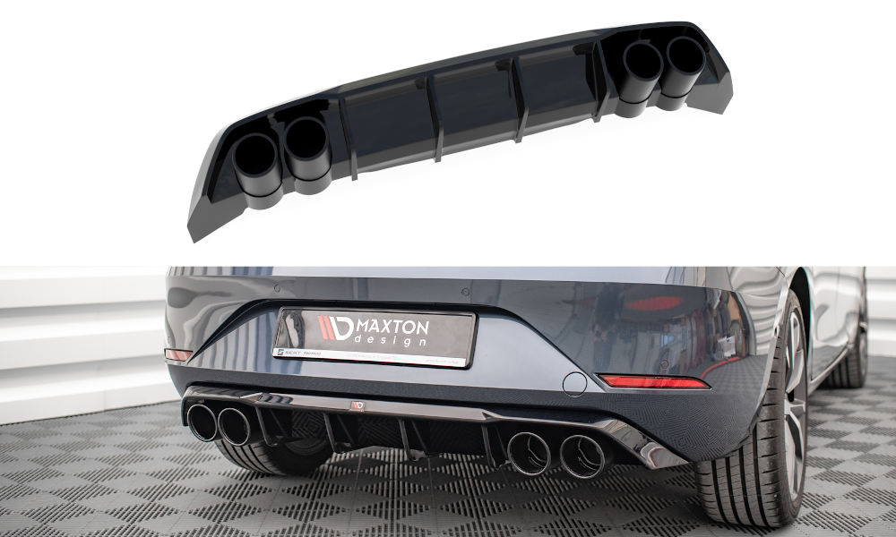 Maxton Design Diffusor Heck Ansatz für + Endschalldampfer Sportauspuff Attrappe Seat Leon FR Hatchback Mk4 Maxton Design Diffusor Heck Ansatz für + Endschalldampfer Sportauspuff Attrappe Seat Leon FR Hatchback Mk4