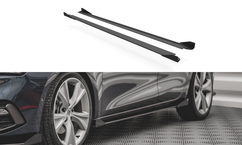 Maxton Design Street Pro Seitenschweller Ansatz für + Flaps Seat Leon FR Mk4 schwarz Hochglanz