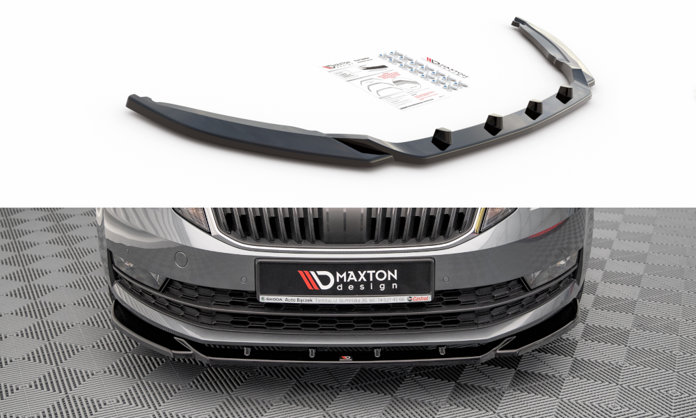 Maxton Design Front Ansatz V.2 für Skoda Octavia Mk3 Facelift schwarz Hochglanz