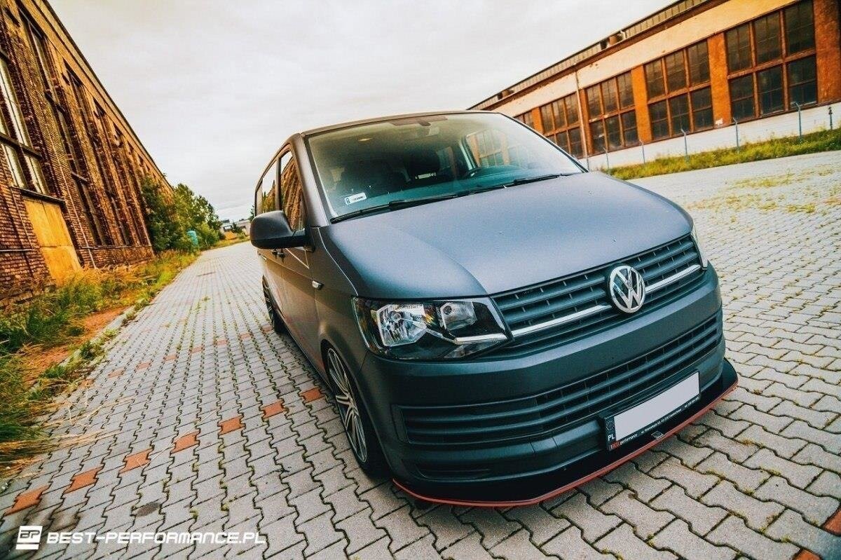 Maxton Design VOLKSWAGEN T6 Front Ansatz für v.1 schwarz Hochglanz