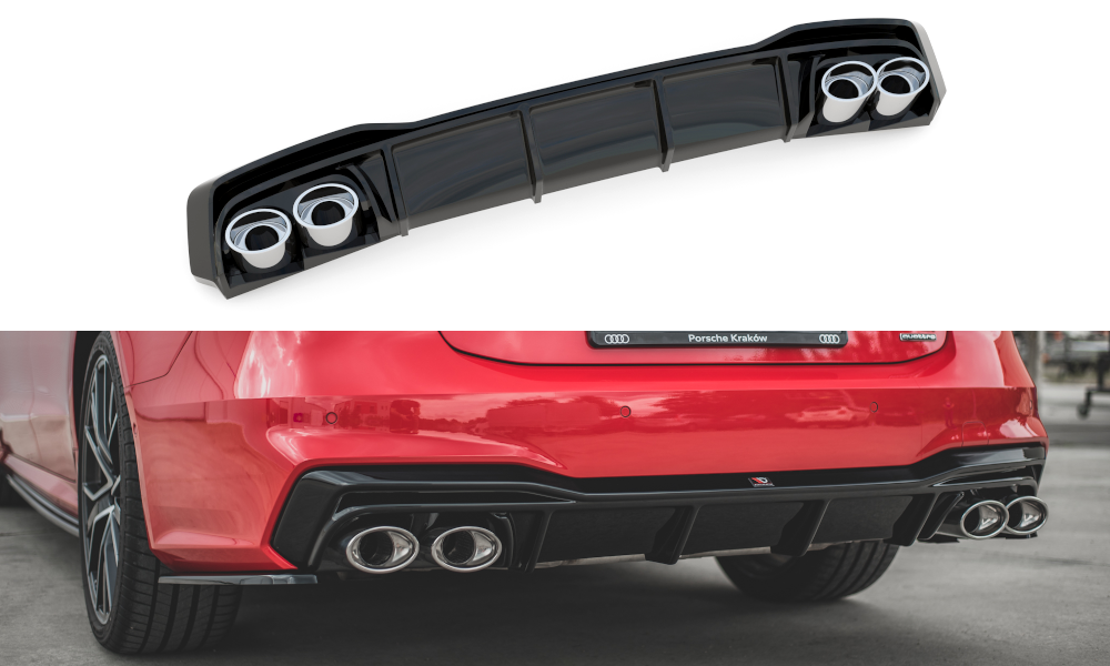 Maxton Design Diffusor Heck Ansatz für + Endschalldampfer Sportauspuff Attrappe Audi A7 C8 S-Line Maxton Design Diffusor Heck Ansatz für + Endschalldampfer Sportauspuff Attrappe Audi A7 C8 S-Line