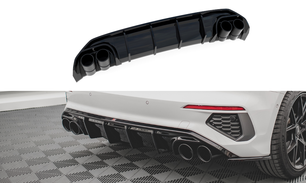 Maxton Design Diffusor Heck Ansatz für + Endschalldampfer Sportauspuff Attrappe Audi A3 S-Line Sportback 8Y Maxton Design Diffusor Heck Ansatz für + Endschalldampfer Sportauspuff Attrappe Audi A3 S-Line Sportback 8Y