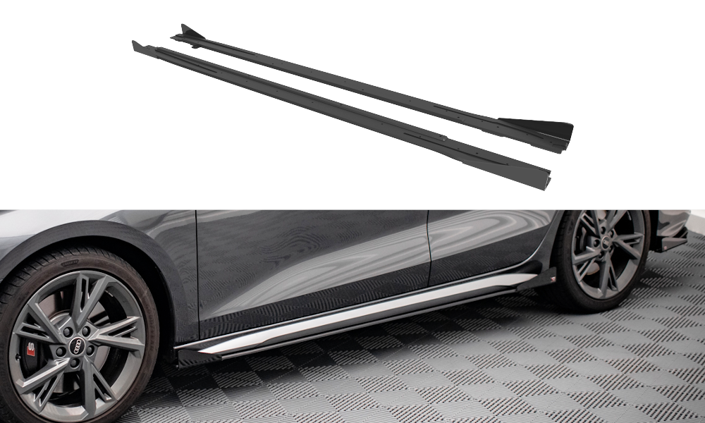 Maxton Design Street Pro Seitenschweller Ansatz für + Flaps Audi S3 / A3 S-Line 8Y schwarz Hochglanz Maxton Design Street Pro Seitenschweller Ansatz für + Flaps Audi S3 / A3 S-Line 8Y schwarz Hochglanz