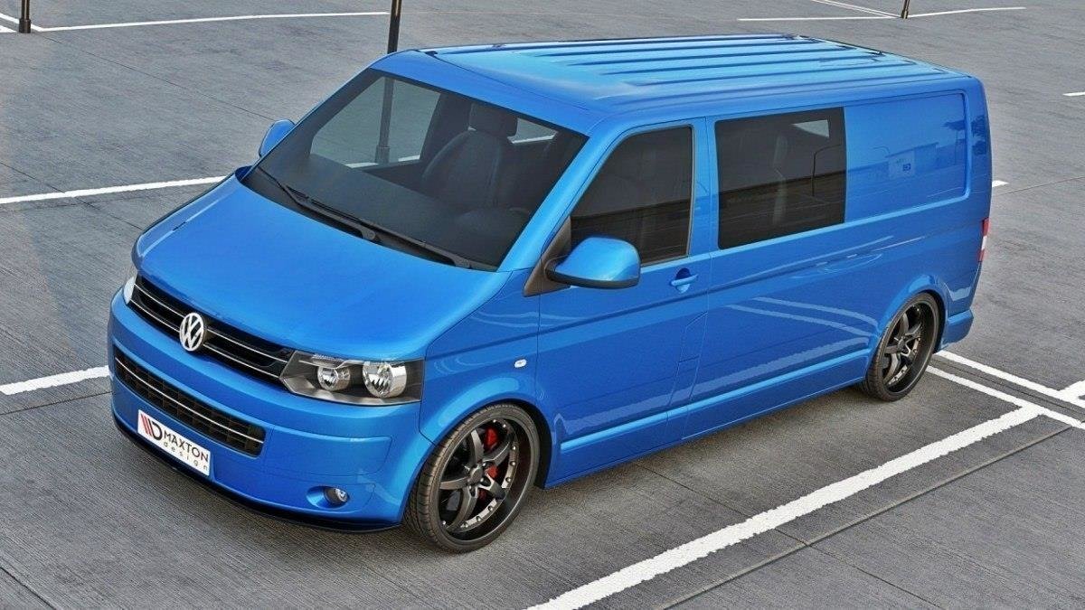 Maxton Design Front Ansatz für VW T5 Facelift ver.2 schwarz Hochglanz