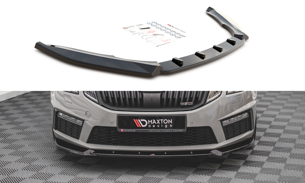 Maxton Design Front Ansatz V.2 für Skoda Octavia RS Mk3 Facelift schwarz Hochglanz