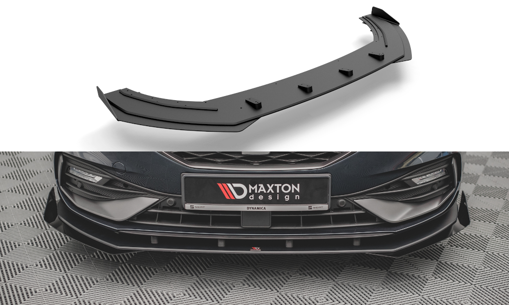 Maxton Design Street Pro Front Ansatz für +Flaps für Seat Leon FR Mk4 schwarz Hochglanz