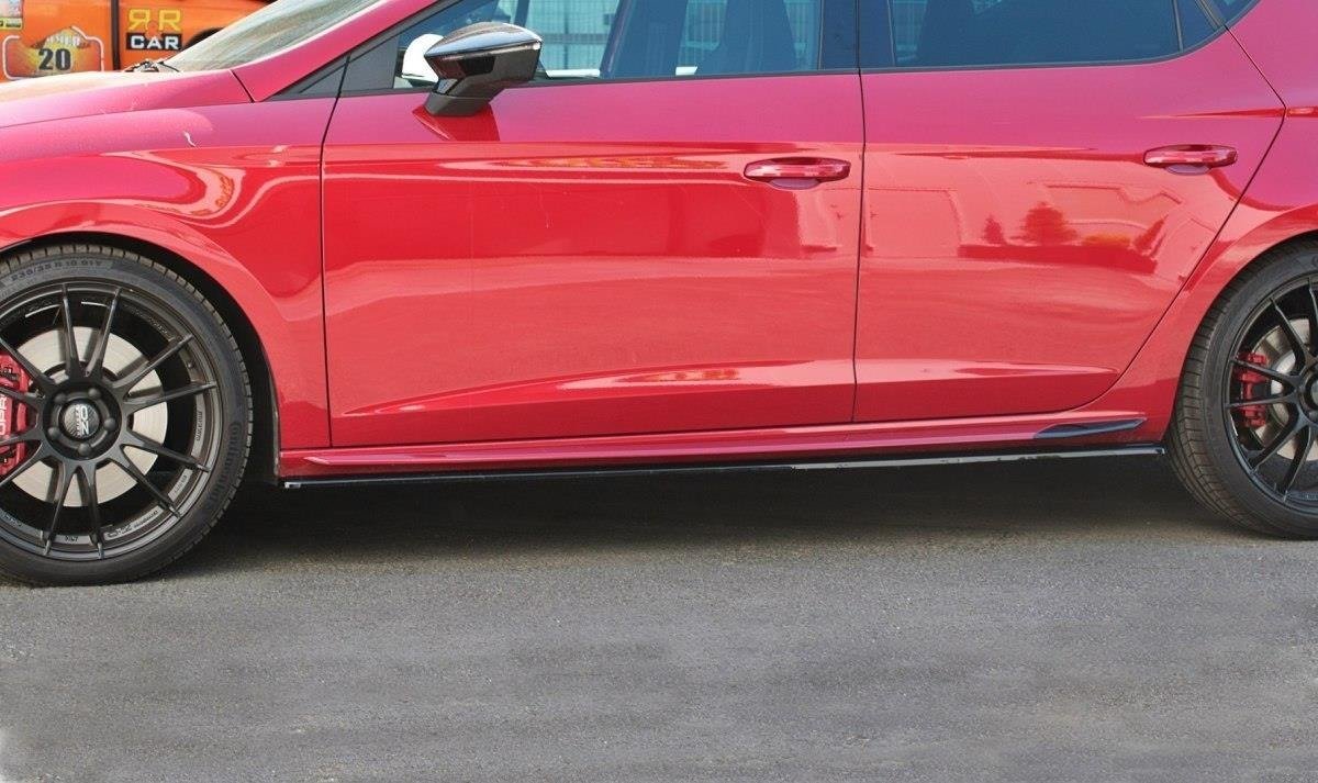 Maxton Design Seitenschweller Ansatz Cup Leisten V.1 für Seat Leon Mk3 Cupra/ FR Facelift schwarz Hochglanz